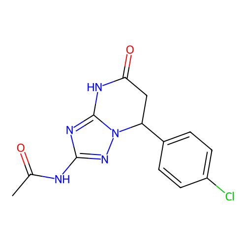 N-(7-(4-chlorophenyl)-5-oxo-4,5,6,7-tetrahydro-[1,2,4]triazolo[1,5-a]pyrimidin-2-yl)acetamide structure