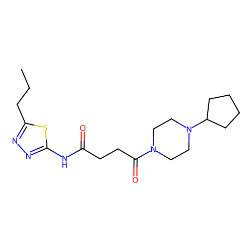 4-(4-cyclopentylpiperazin-1-yl)-4-oxo-N-(5-propyl-1,3,4-thiadiazol-2-yl)butanamide structure