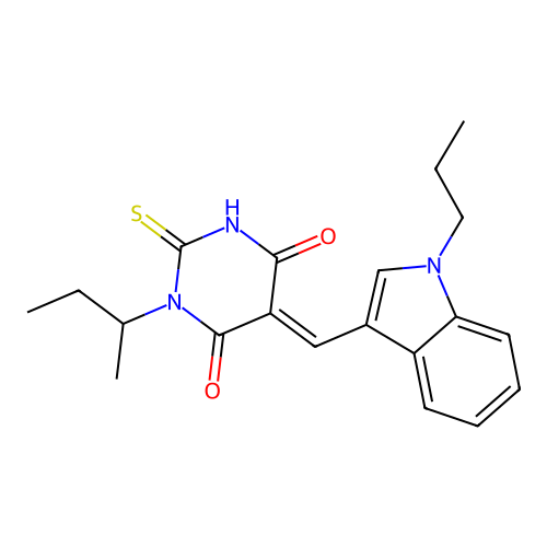 (5E)-1-(butan-2-yl)-5-[(1-propyl-1H-indol-3-yl)methylidene]-2-sulfanylpyrimidine-4,6(1H,5H)-dione structure
