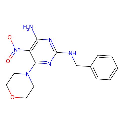 (4-Amino-6-morpholin-4-yl-5-nitropyrimidin-2-yl)benzylamine structure