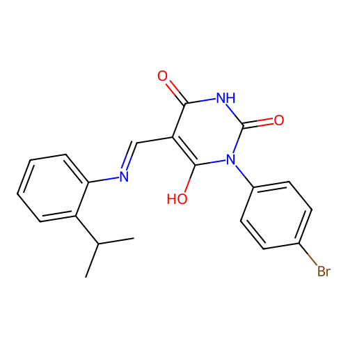 (5Z)-1-(4-bromophenyl)-5-[(2-propan-2-ylanilino)methylidene]-1,3-diazinane-2,4,6-trione structure