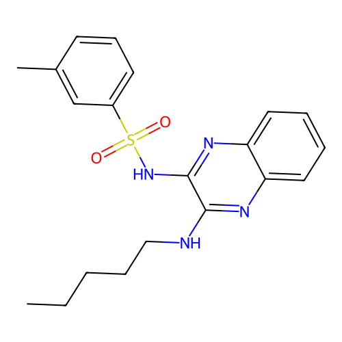 3-methyl-N-[3-(pentylamino)quinoxalin-2-yl]benzenesulfonamide structure