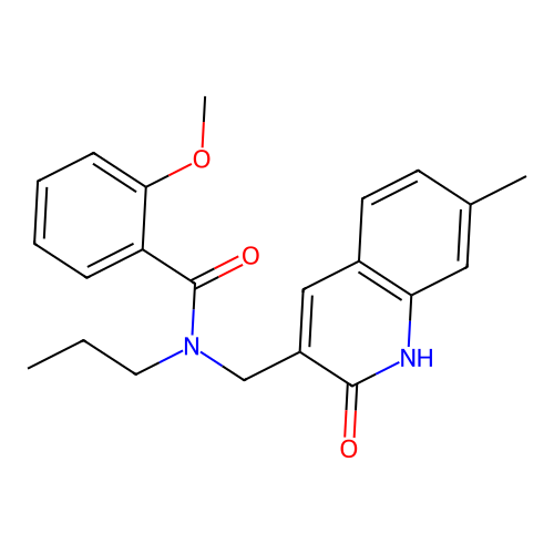 2-methoxy-N-[(7-methyl-2-oxo-1H-quinolin-3-yl)methyl]-N-propylbenzamide structure