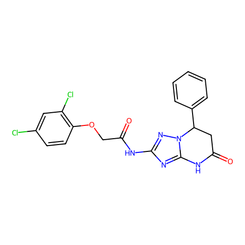 2-(2,4-dichlorophenoxy)-N-(5-oxo-7-phenyl-3,5,6,7-tetrahydro[1,2,4]triazolo[1,5-a]pyrimidin-2-yl)acetamide structure