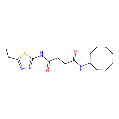 N-cyclooctyl-N'-[(2Z)-5-ethyl-1,3,4-thiadiazol-2(3H)-ylidene]butanediamide structure