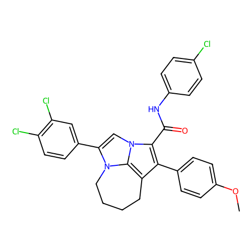 N-(4-chlorophenyl)-4-(3,4-dichlorophenyl)-1-(4-methoxyphenyl)-5,6,7,8-tetrahydro-2a,4a-diazacyclopenta[cd]azulene-2-carboxamide structure