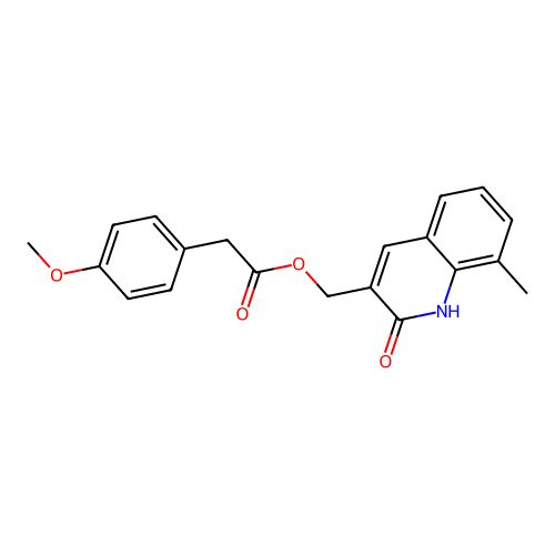 (8-methyl-2-oxo-1H-quinolin-3-yl)methyl 2-(4-methoxyphenyl)acetate structure