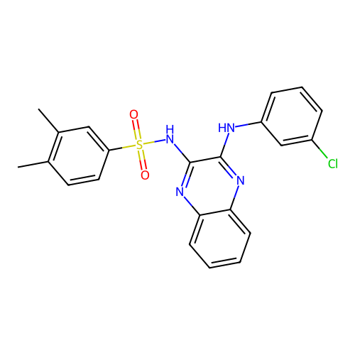 N-(3-((3-chlorophenyl)amino)quinoxalin-2-yl)-3,4-dimethylbenzenesulfonamide structure