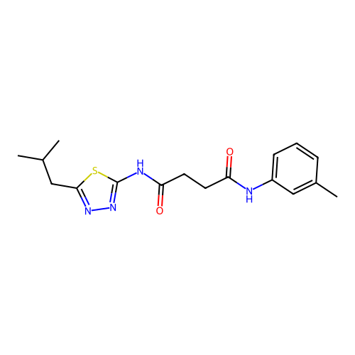 N1-(5-isobutyl-1,3,4-thiadiazol-2-yl)-N4-(m-tolyl)succinamide structure
