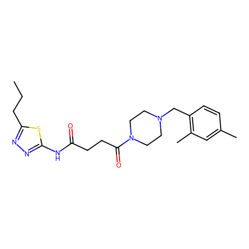 4-(4-(2,4-dimethylbenzyl)piperazin-1-yl)-4-oxo-N-(5-propyl-1,3,4-thiadiazol-2-yl)butanamide structure