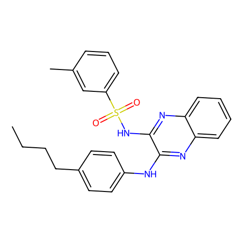 N-(3-((4-butylphenyl)amino)quinoxalin-2-yl)-3-methylbenzenesulfonamide structure