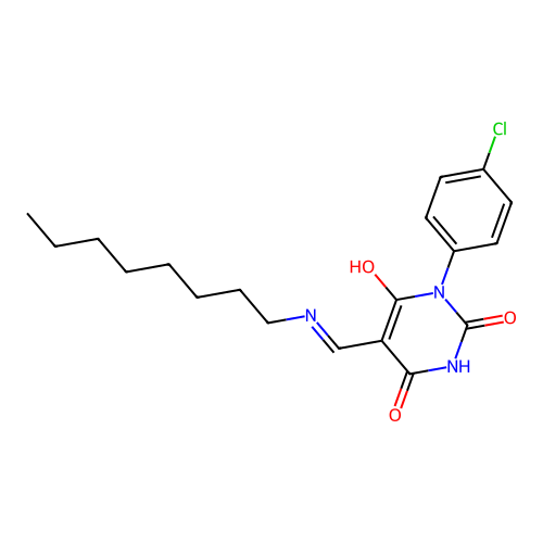 1-(4-chlorophenyl)-5-[(octylamino)methylidene]-1,3-diazinane-2,4,6-trione structure