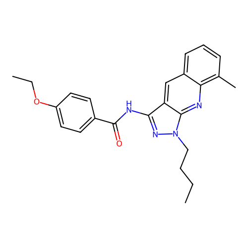 N-(1-butyl-8-methylpyrazolo[3,4-b]quinolin-3-yl)-4-ethoxybenzamide structure