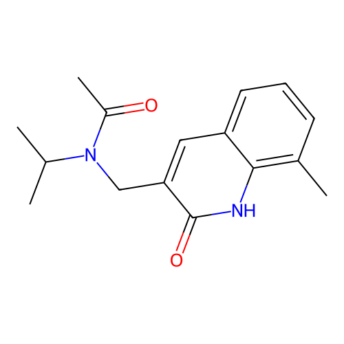 N-[(8-methyl-2-oxo-1,2-dihydroquinolin-3-yl)methyl]-N-(propan-2-yl)acetamide structure
