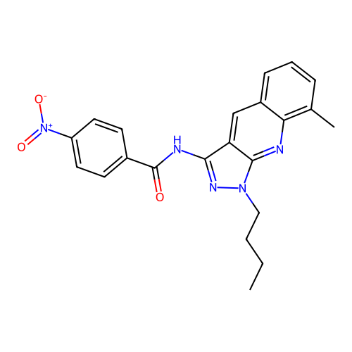 N-(1-butyl-8-methylpyrazolo[3,4-b]quinolin-3-yl)-4-nitrobenzamide structure