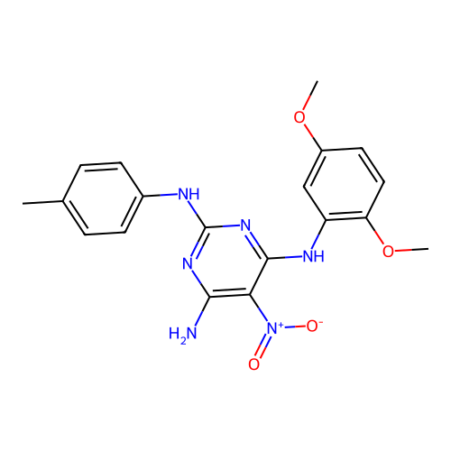 N4-(2,5-dimethoxyphenyl)-5-nitro-N2-(p-tolyl)pyrimidine-2,4,6-triamine structure