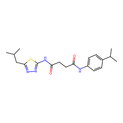 N1-(5-isobutyl-1,3,4-thiadiazol-2-yl)-N4-(4-isopropylphenyl)succinamide structure