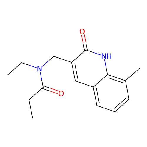 N-ethyl-N-((2-hydroxy-8-methylquinolin-3-yl)methyl)propionamide structure
