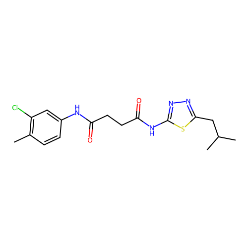 N1-(3-chloro-4-methylphenyl)-N4-(5-isobutyl-1,3,4-thiadiazol-2-yl)succinamide structure
