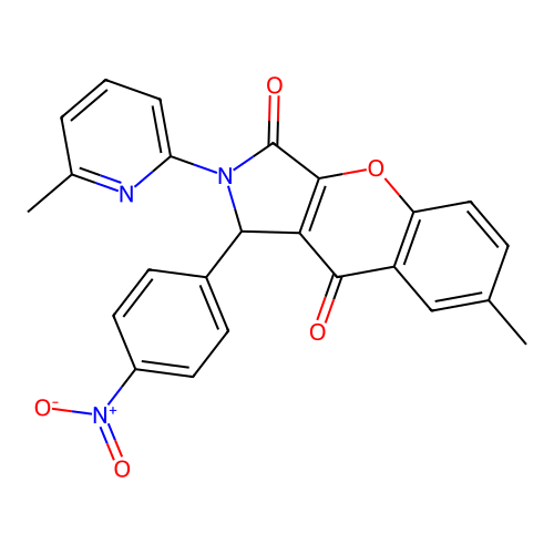 7-methyl-2-(6-methylpyridin-2-yl)-1-(4-nitrophenyl)-1,2-dihydrochromeno[2,3-c]pyrrole-3,9-dione structure