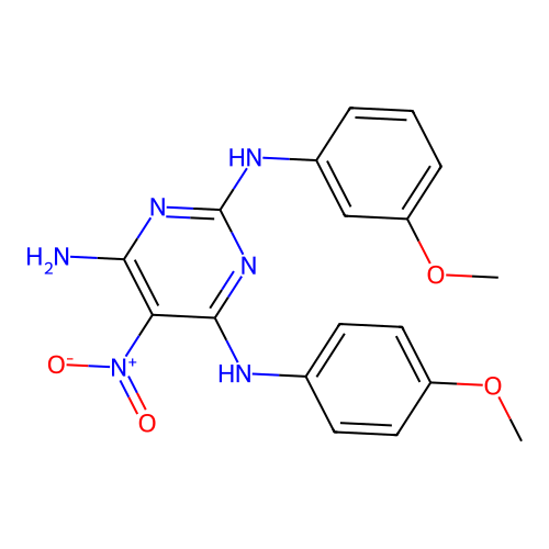 N~2~-(3-methoxyphenyl)-N~4~-(4-methoxyphenyl)-5-nitropyrimidine-2,4,6-triamine structure