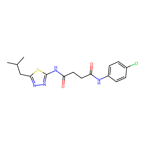 N1-(4-chlorophenyl)-N4-(5-isobutyl-1,3,4-thiadiazol-2-yl)succinamide structure