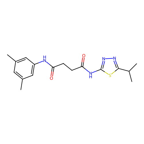 N-(3,5-dimethylphenyl)-N'-(5-propan-2-yl-1,3,4-thiadiazol-2-yl)butanediamide structure