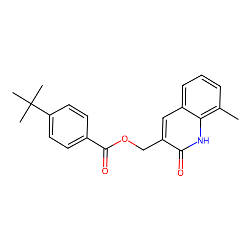 (8-methyl-2-oxo-1H-quinolin-3-yl)methyl 4-tert-butylbenzoate structure