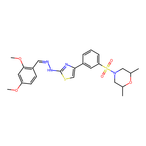 4-[(3-{(2Z)-2-[(2E)-(2,4-dimethoxybenzylidene)hydrazinylidene]-2,3-dihydro-1,3-thiazol-4-yl}phenyl)sulfonyl]-2,6-dimethylmorpholine structure