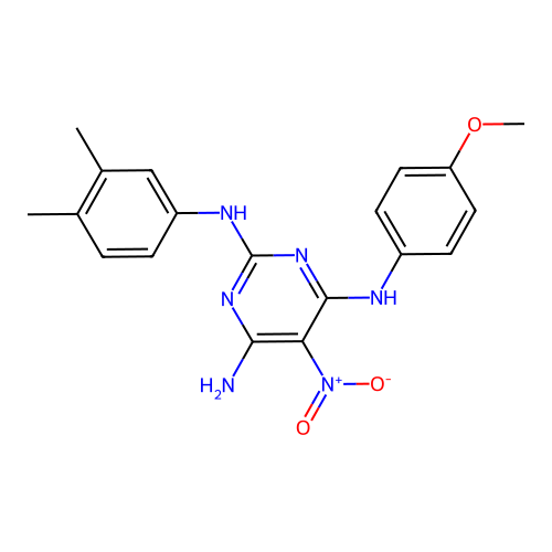 N2-(3,4-Dimethylphenyl)-N4-(4-methoxyphenyl)-5-nitropyrimidine-2,4,6-triamine structure