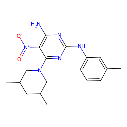 6-(3,5-Dimethyl-piperidin-1-yl)-5-nitro-N*2*-m-tolyl-pyrimidine-2,4-diamine structure