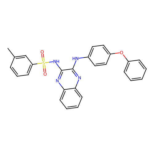 3-methyl-N-(3-((4-phenoxyphenyl)amino)quinoxalin-2-yl)benzenesulfonamide structure