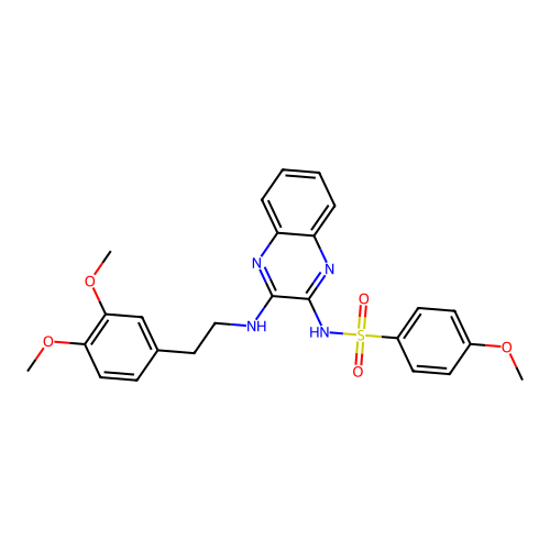 N-(3-((3,4-dimethoxyphenethyl)amino)quinoxalin-2-yl)-4-methoxybenzenesulfonamide structure