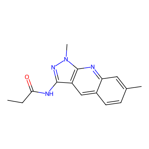 N-(1,7-dimethyl-1H-pyrazolo[3,4-b]quinolin-3-yl)propionamide structure