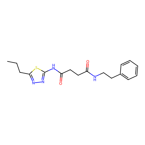 N1-phenethyl-N4-(5-propyl-1,3,4-thiadiazol-2-yl)succinamide structure