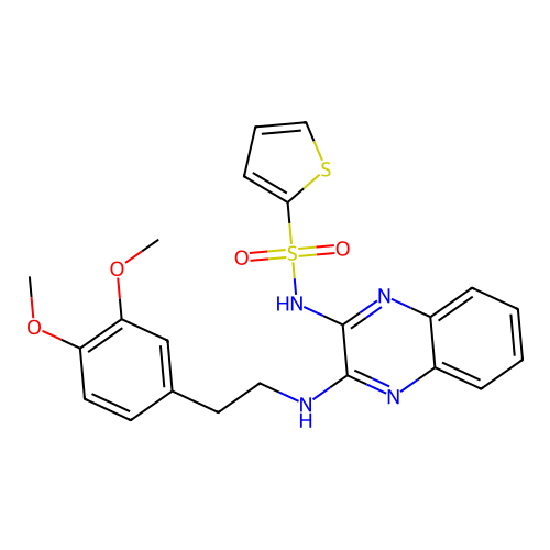 N-(3-((3,4-dimethoxyphenethyl)amino)quinoxalin-2-yl)thiophene-2-sulfonamide structure