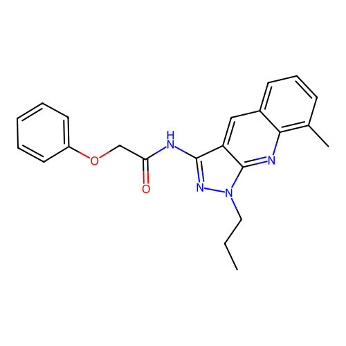 N-(8-methyl-1-propylpyrazolo[3,4-b]quinolin-3-yl)-2-phenoxyacetamide structure