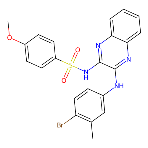 N-(3-((4-bromo-3-methylphenyl)amino)quinoxalin-2-yl)-4-methoxybenzenesulfonamide structure