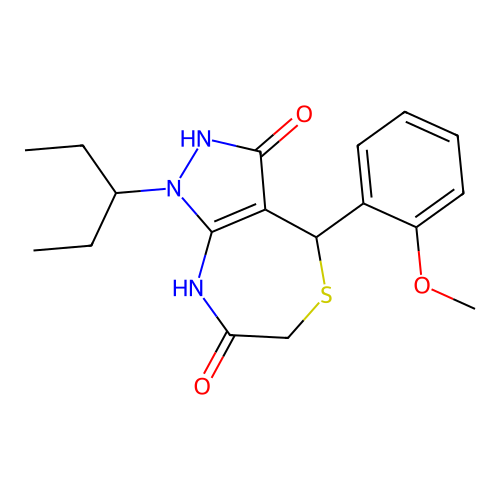 3-hydroxy-4-(2-methoxyphenyl)-1-(pentan-3-yl)-6,8-dihydro-1H-pyrazolo[3,4-e][1,4]thiazepin-7(4H)-one structure