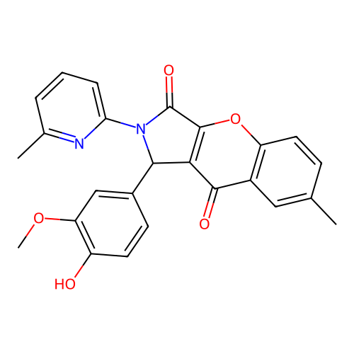 1-(4-hydroxy-3-methoxyphenyl)-7-methyl-2-(6-methylpyridin-2-yl)-1,2-dihydrochromeno[2,3-c]pyrrole-3,9-dione structure