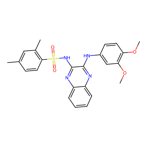 N-(3-((3,4-dimethoxyphenyl)amino)quinoxalin-2-yl)-2,4-dimethylbenzenesulfonamide structure