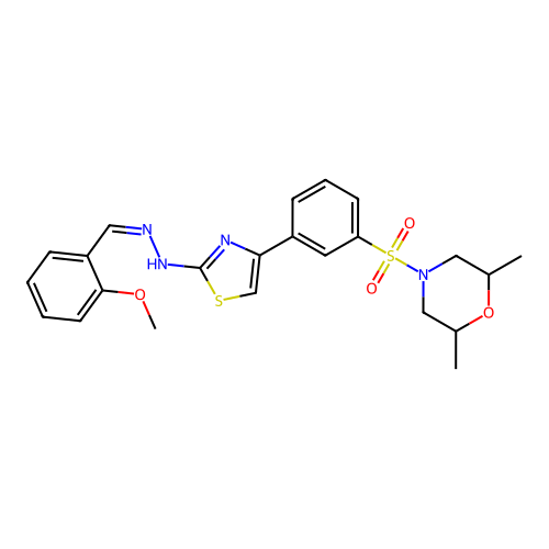 4-[(3-{(2Z)-2-[(2E)-(2-methoxybenzylidene)hydrazinylidene]-2,3-dihydro-1,3-thiazol-4-yl}phenyl)sulfonyl]-2,6-dimethylmorpholine structure