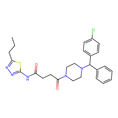 4-(4-((4-chlorophenyl)(phenyl)methyl)piperazin-1-yl)-4-oxo-N-(5-propyl-1,3,4-thiadiazol-2-yl)butanamide structure