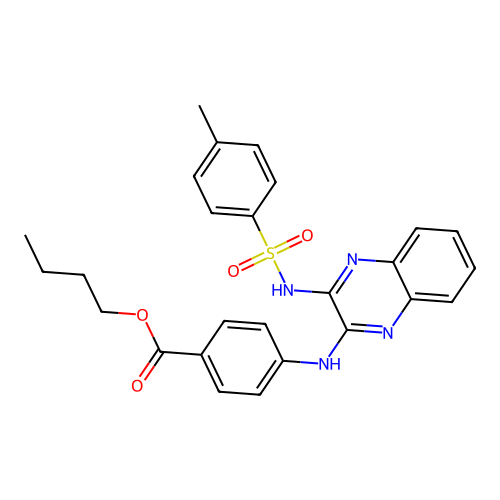 Butyl 4-[(3-{[(4-methylphenyl)sulfonyl]amino}quinoxalin-2-yl)amino]benzoate structure