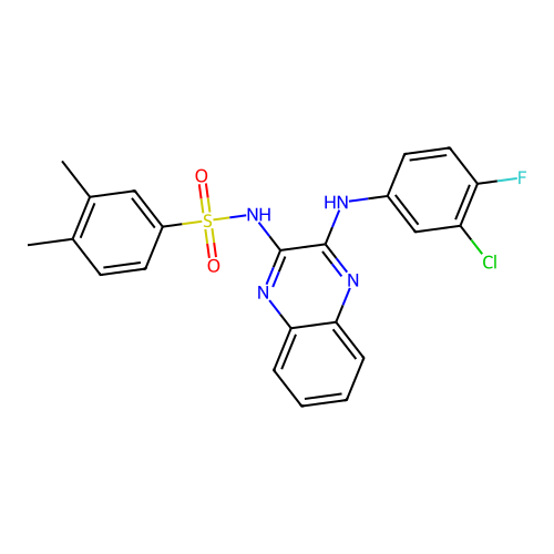 N-(3-((3-chloro-4-fluorophenyl)amino)quinoxalin-2-yl)-3,4-dimethylbenzenesulfonamide structure
