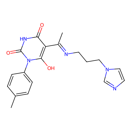 5-[1-(3-imidazol-1-ylpropylamino)ethylidene]-1-(4-methylphenyl)-1,3-diazinane-2,4,6-trione structure