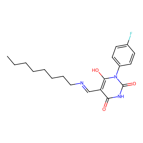 1-(4-fluorophenyl)-5-[(octylamino)methylidene]-1,3-diazinane-2,4,6-trione structure