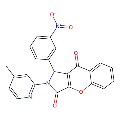 2-(4-methylpyridin-2-yl)-1-(3-nitrophenyl)-1,2-dihydrochromeno[2,3-c]pyrrole-3,9-dione structure