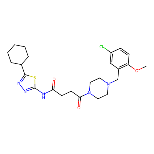 4-(4-(5-chloro-2-methoxybenzyl)piperazin-1-yl)-N-(5-cyclohexyl-1,3,4-thiadiazol-2-yl)-4-oxobutanamide structure