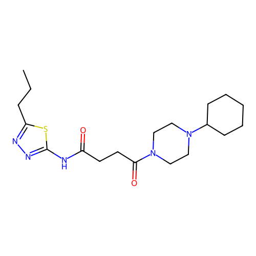 4-(4-cyclohexylpiperazin-1-yl)-4-oxo-N-(5-propyl-1,3,4-thiadiazol-2-yl)butanamide structure